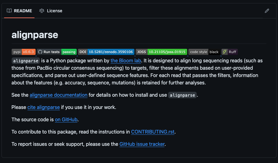 Image for alignparse: A Python package for parsing complex features from high-throughput long-read sequencing